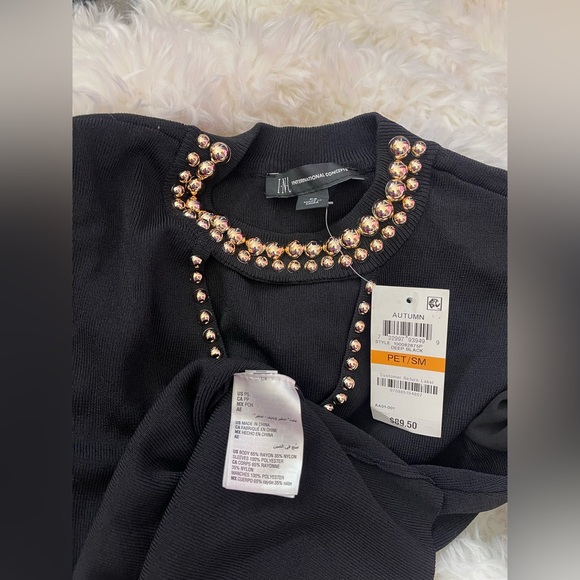 INC inter Concepts petite women’s studded sheer-sleeve sweater top 🎁 small ps - Picture 3 of 4